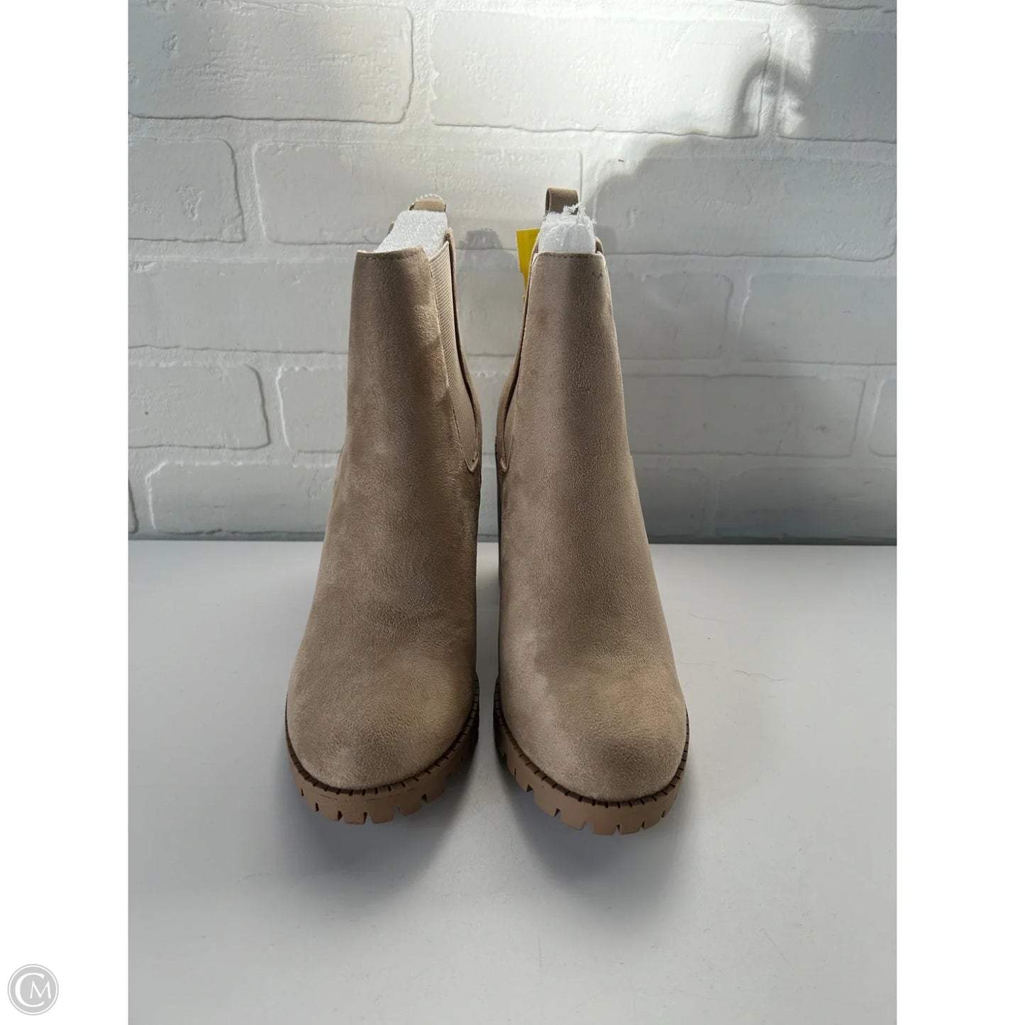 Boots Ankle Heels By Soda In Tan, Size: 8.5