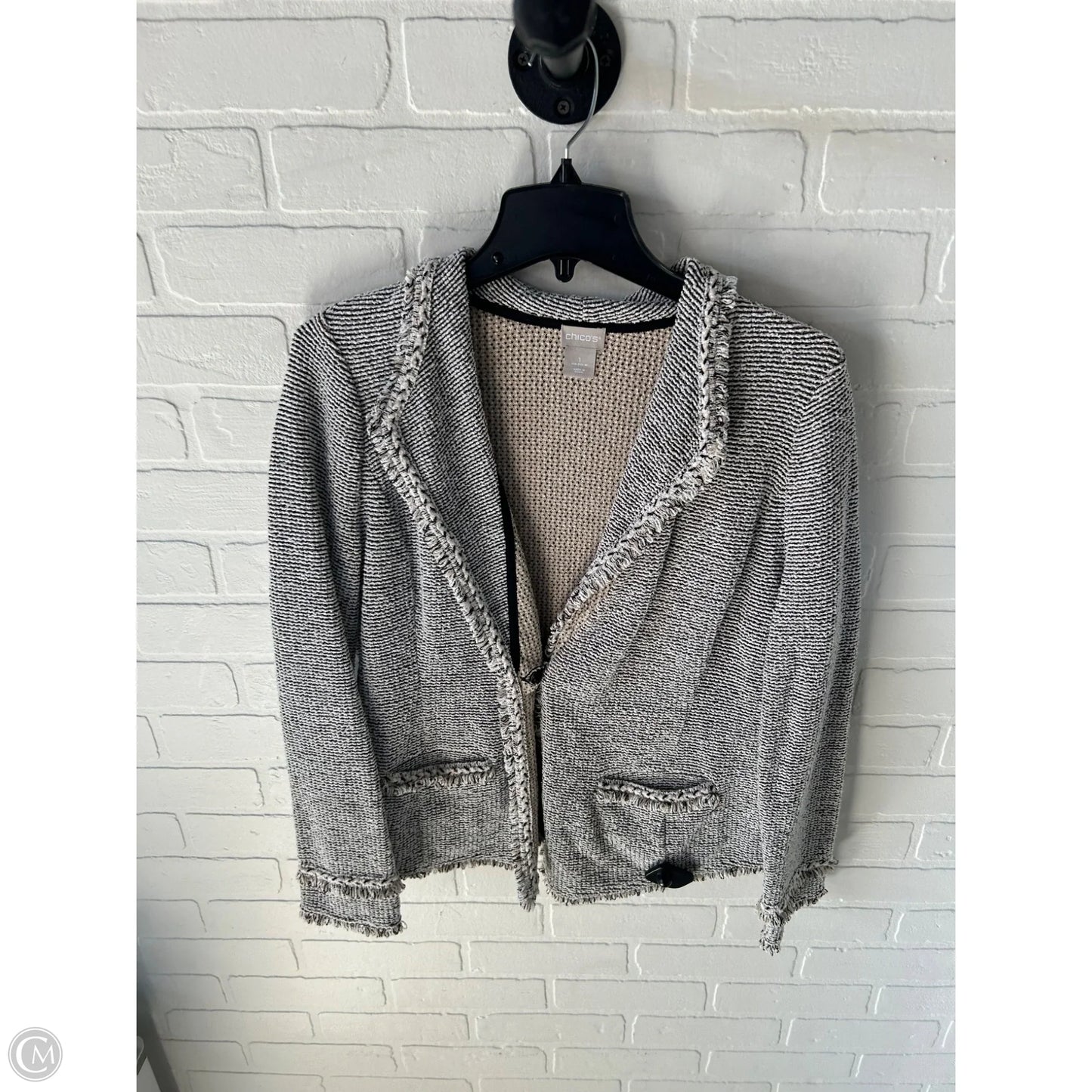 Blazer By Chicos In Black & Tan, Size: M