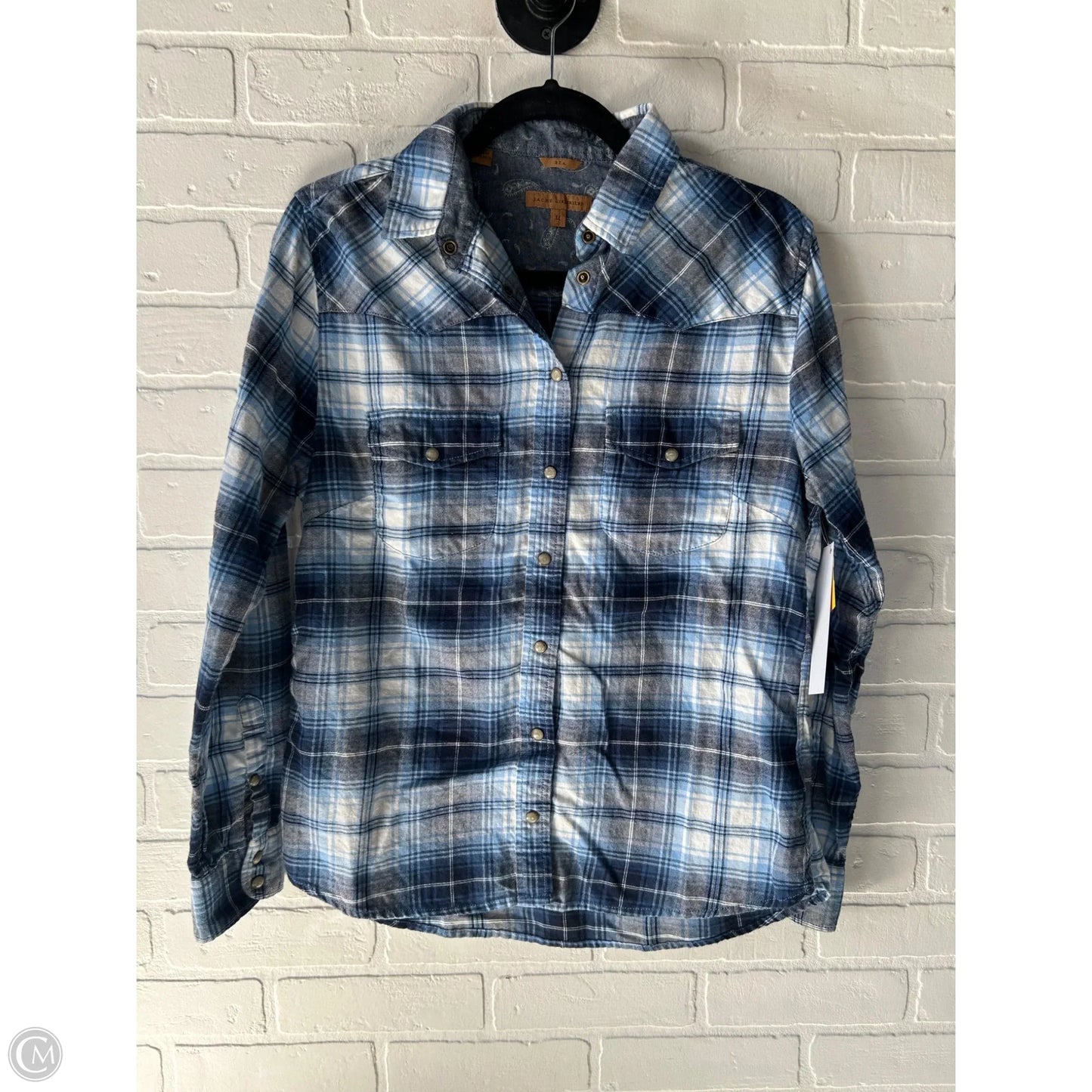 Top Long Sleeve By Jachs Girlfirend In Blue & White, Size: M