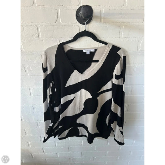 Sweater By Chicos In Black & Tan, Size: L