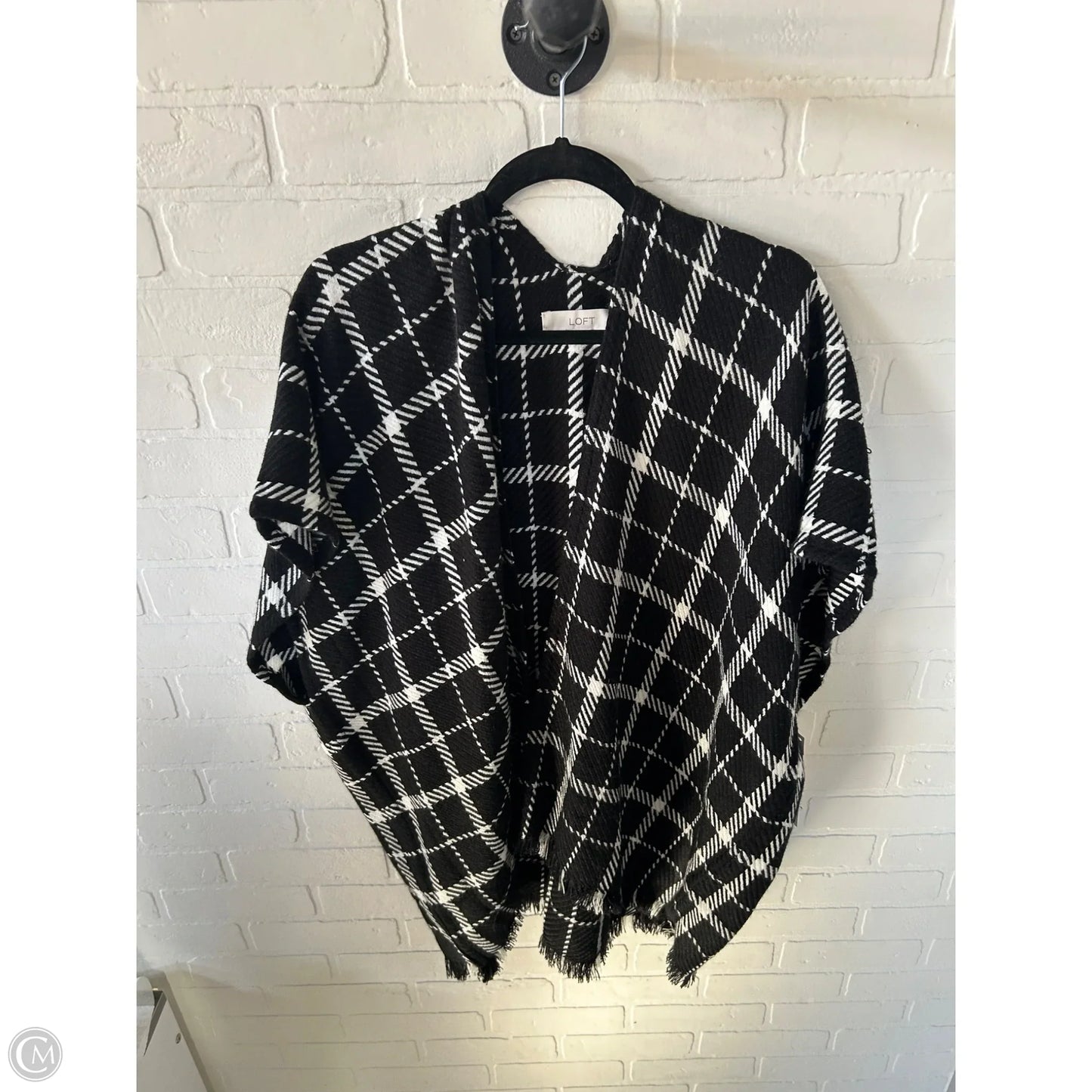 Shawl By Loft In Black & White, Size: Xs