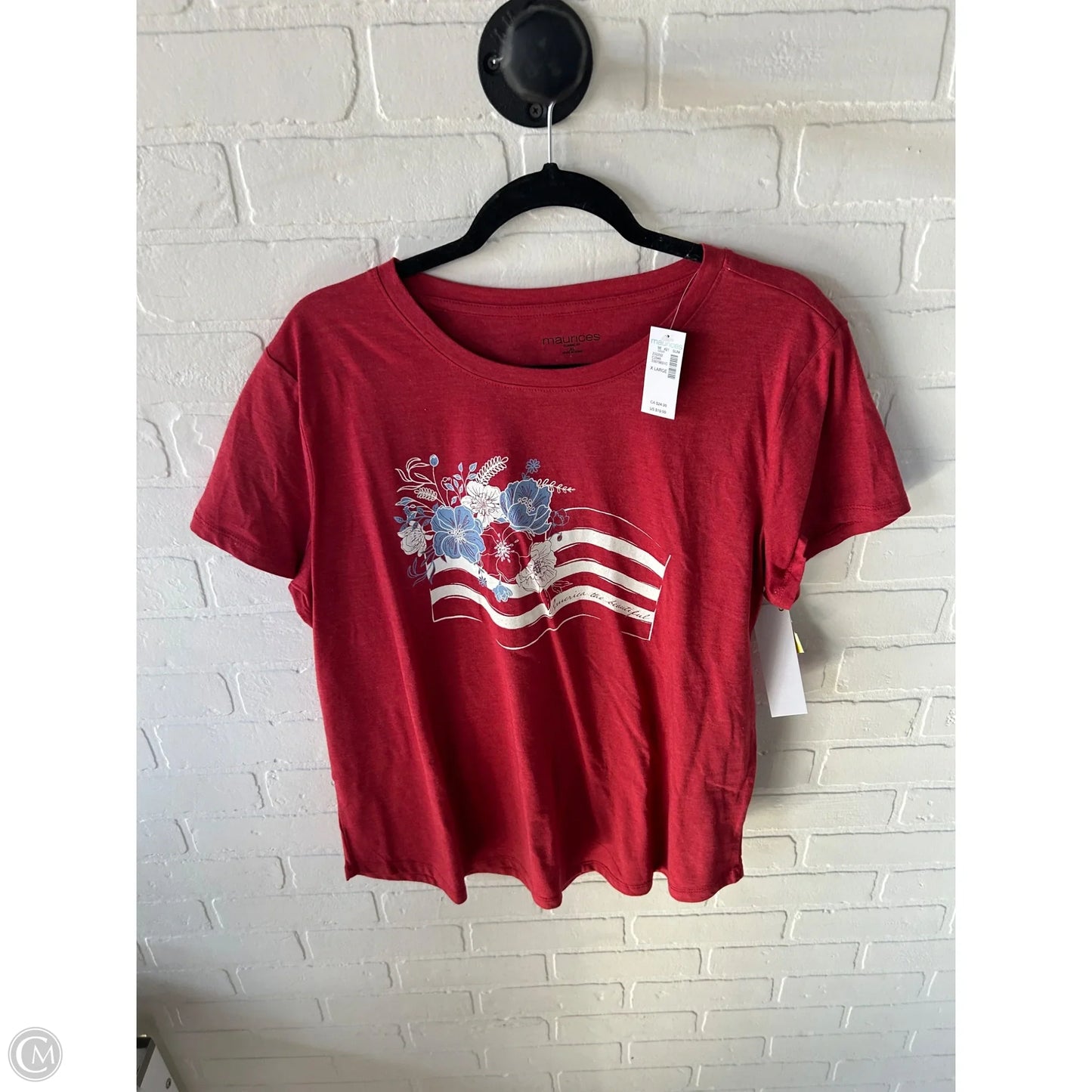 Top Short Sleeve Basic By Maurices In Red, Size: Xl