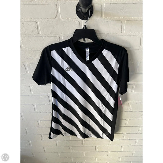 Athletic Top Short Sleeve By Adidas In Black & White, Size: M