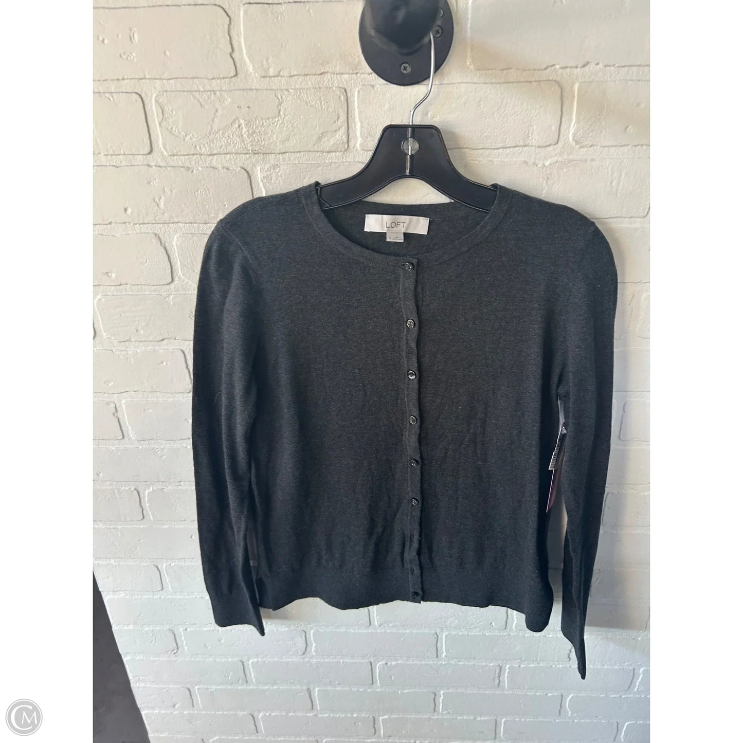 Sweater Cardigan By Loft In Grey, Size: S