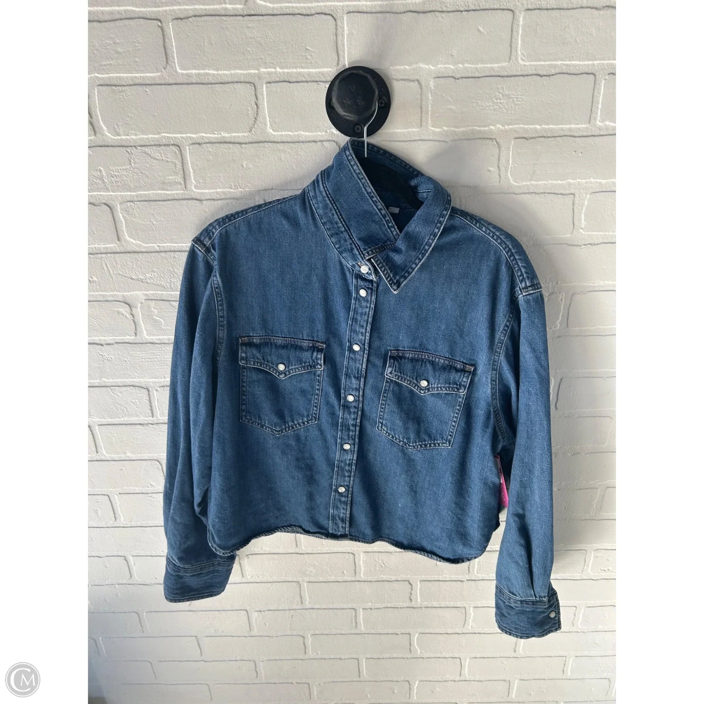 Top Long Sleeve By Gap In Blue Denim, Size: L