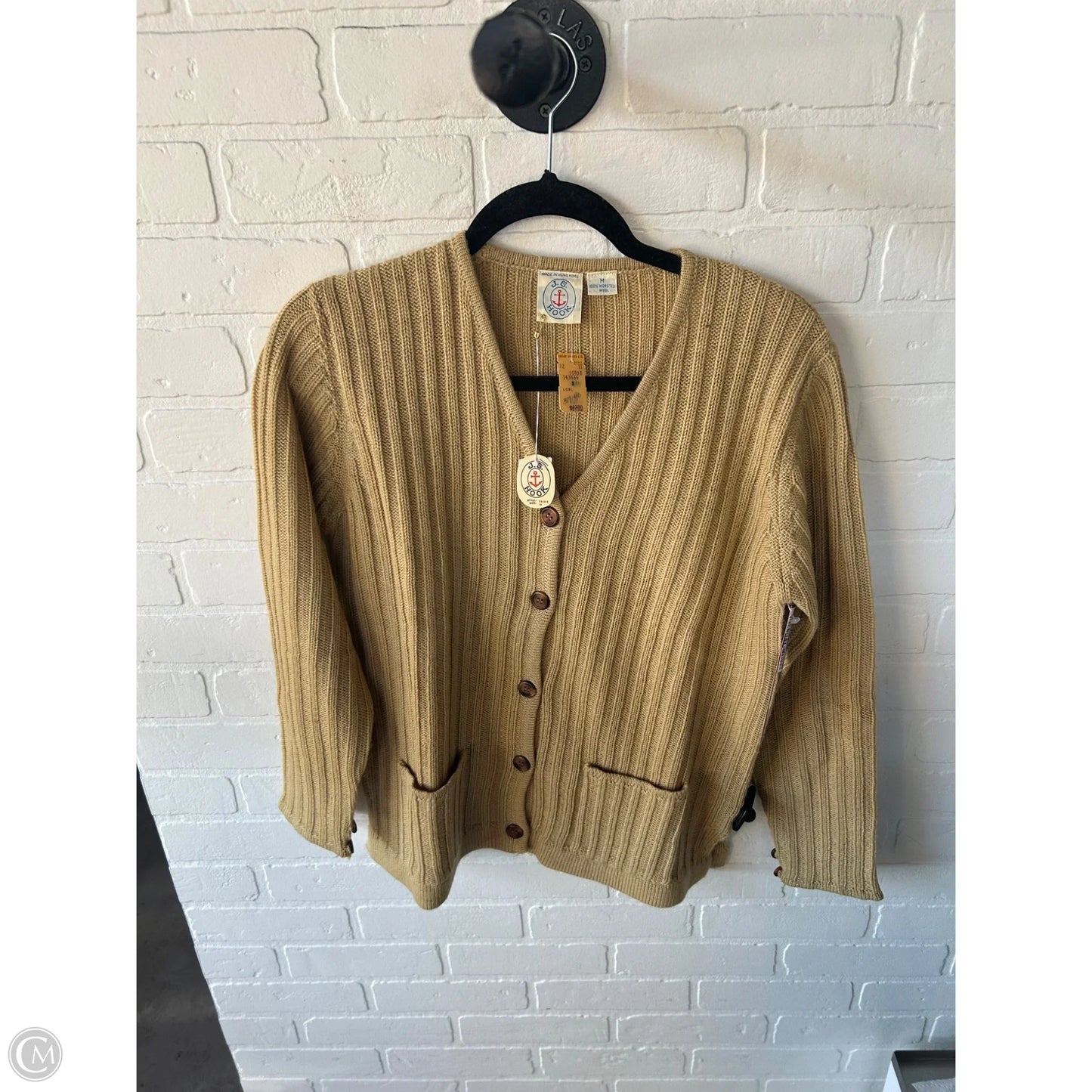 Sweater Cardigan By J G Hook In Tan, Size: M