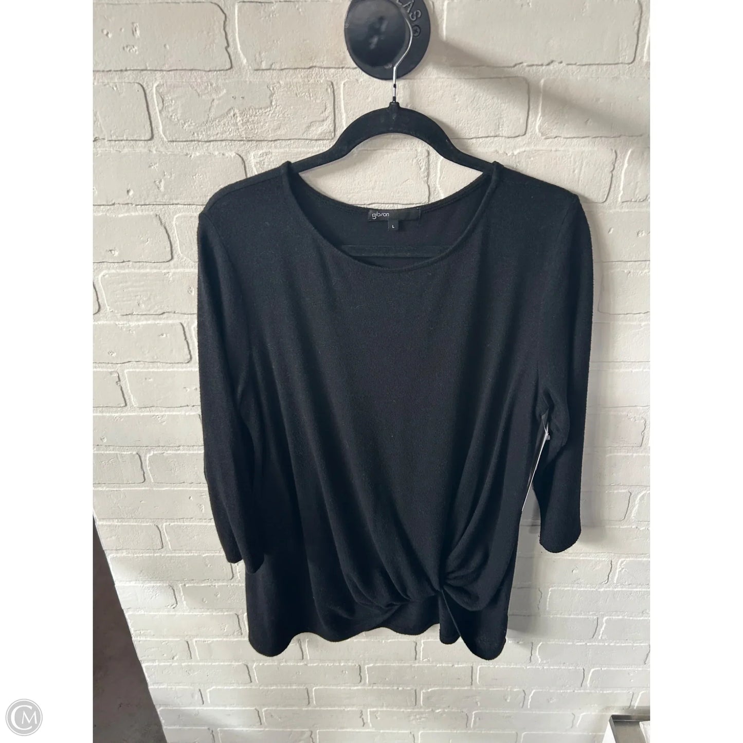Top 3/4 Sleeve Basic By Gibson In Black, Size: L