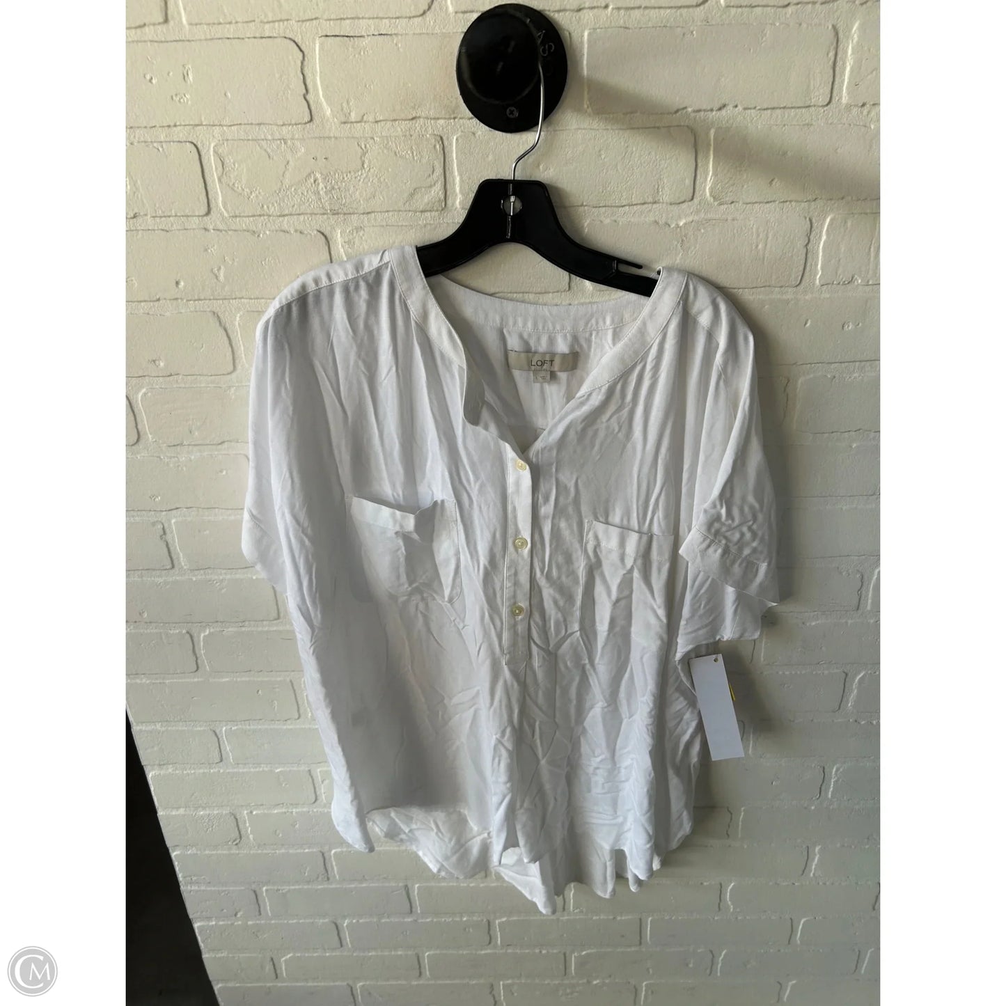 Top Short Sleeve By Loft In White, Size: L