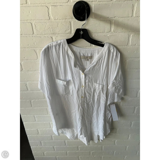 Top Short Sleeve By Loft In White, Size: L