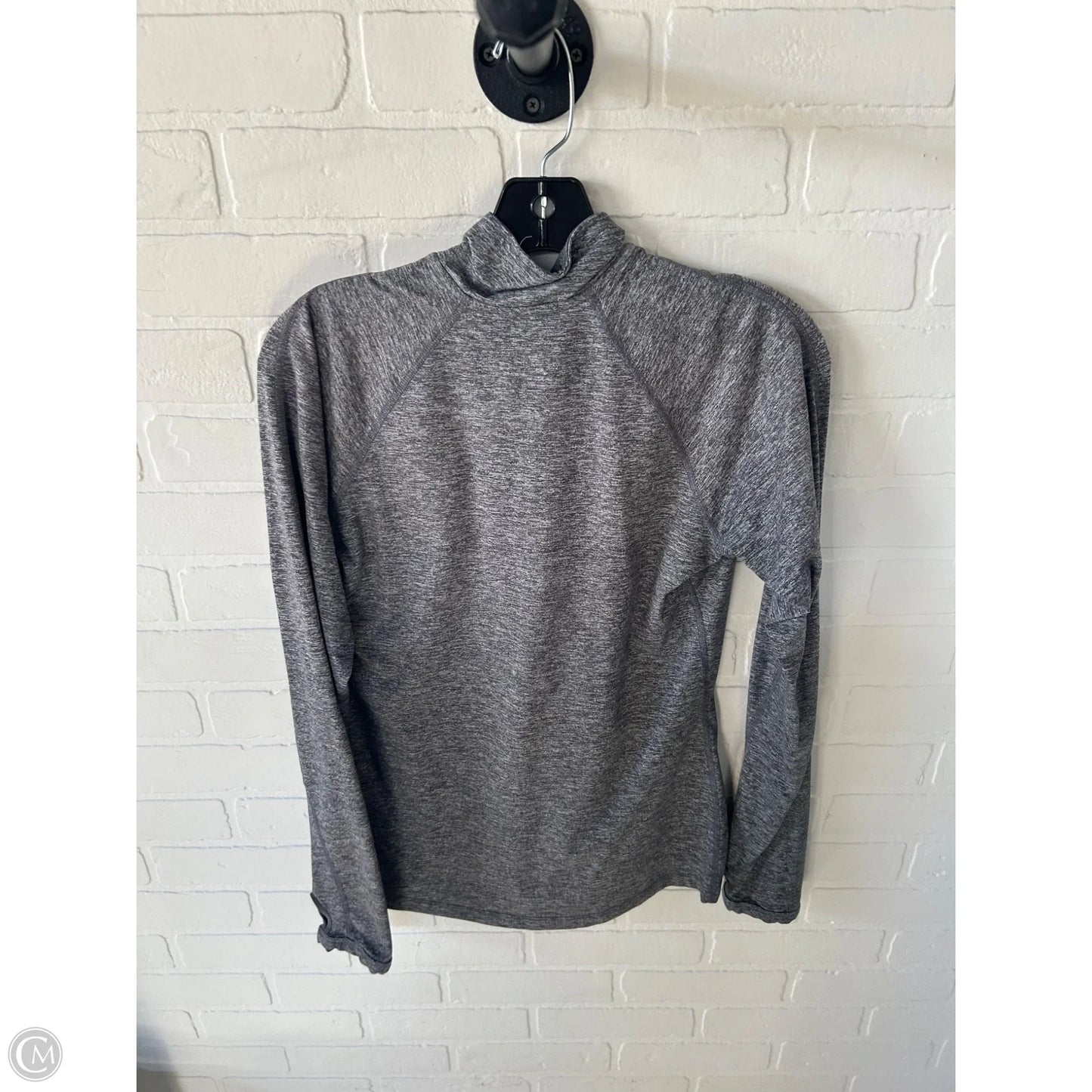 Athletic Top Long Sleeve Collar By Nike In Grey, Size: S