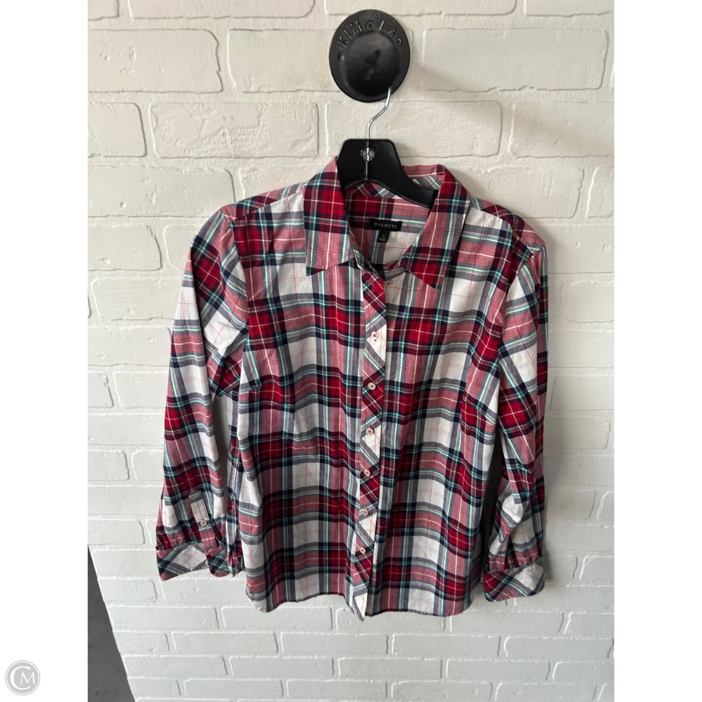 Top Long Sleeve By Talbots In Blue & Red, Size: S