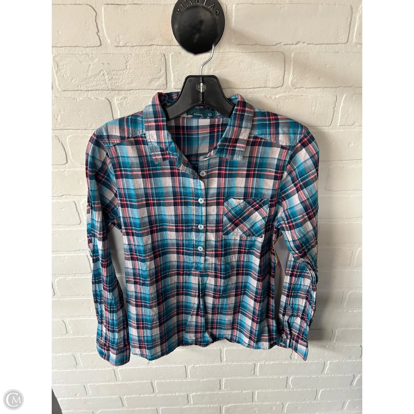 Top Long Sleeve By Prana In Blue & Red, Size: Xs