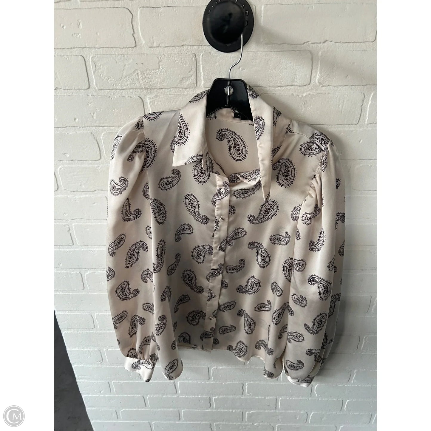 Top Long Sleeve By Ann Taylor In Black & Tan, Size: M