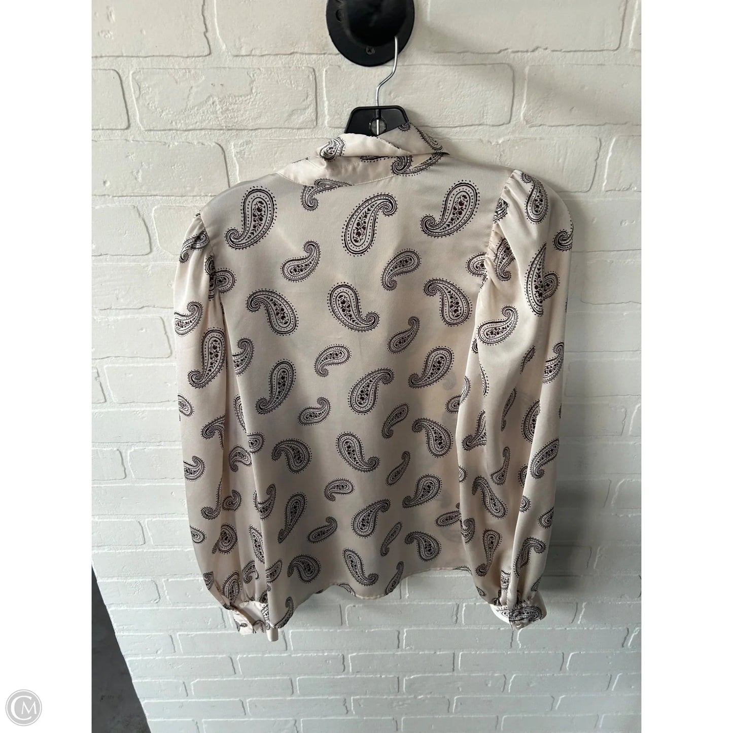 Top Long Sleeve By Ann Taylor In Black & Tan, Size: M
