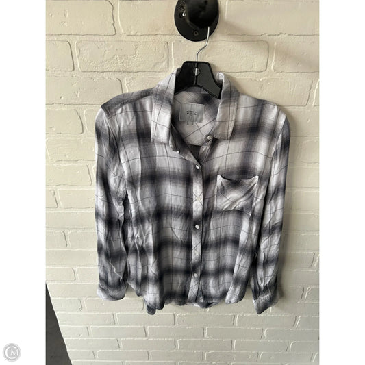 Top Long Sleeve By Rails In Grey & White, Size: S