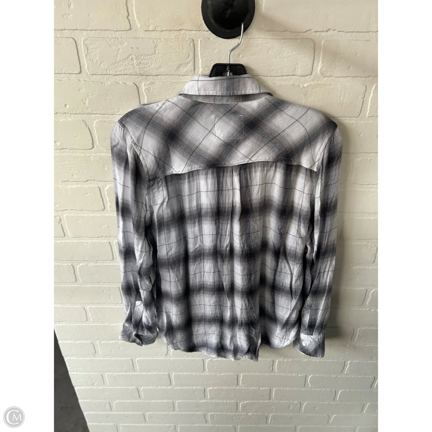 Top Long Sleeve By Rails In Grey & White, Size: S