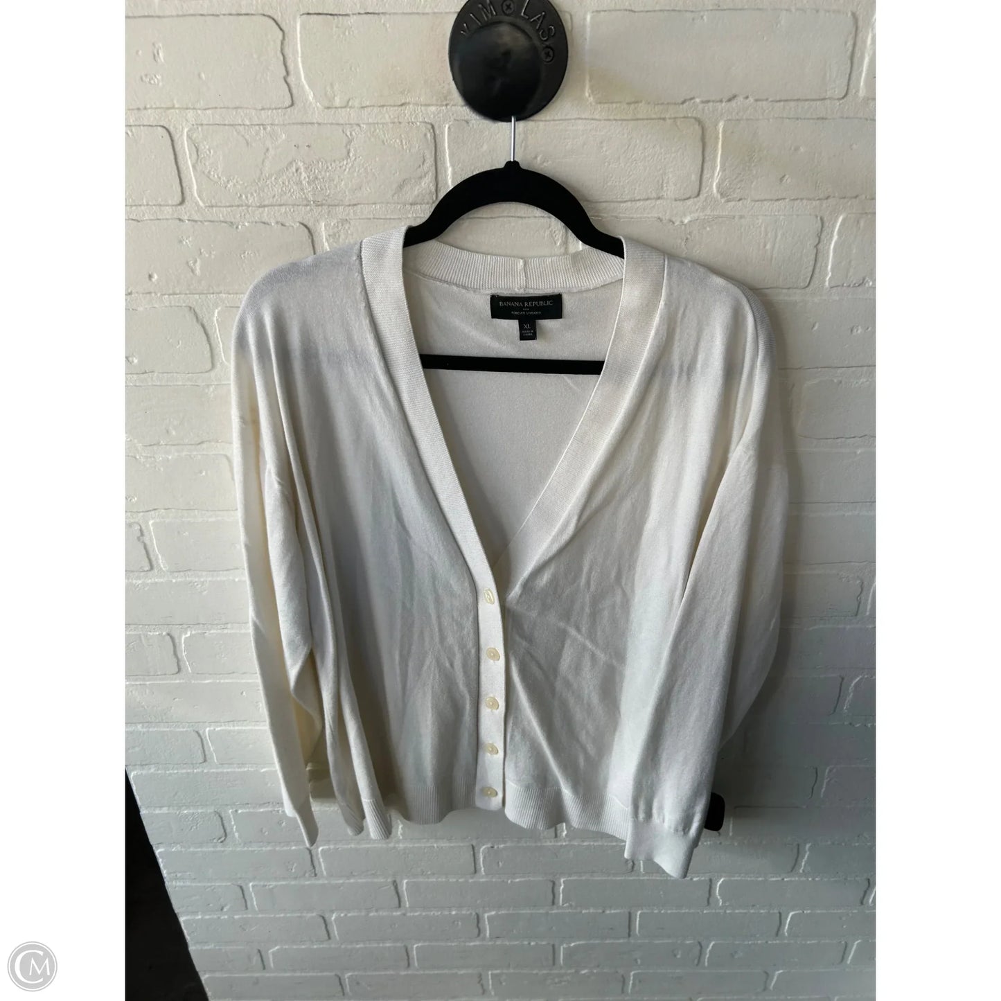 Sweater Cardigan By Banana Republic In Cream, Size: Xl