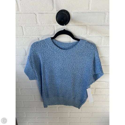 Sweater Short Sleeve By Loft In Blue & White, Size: M