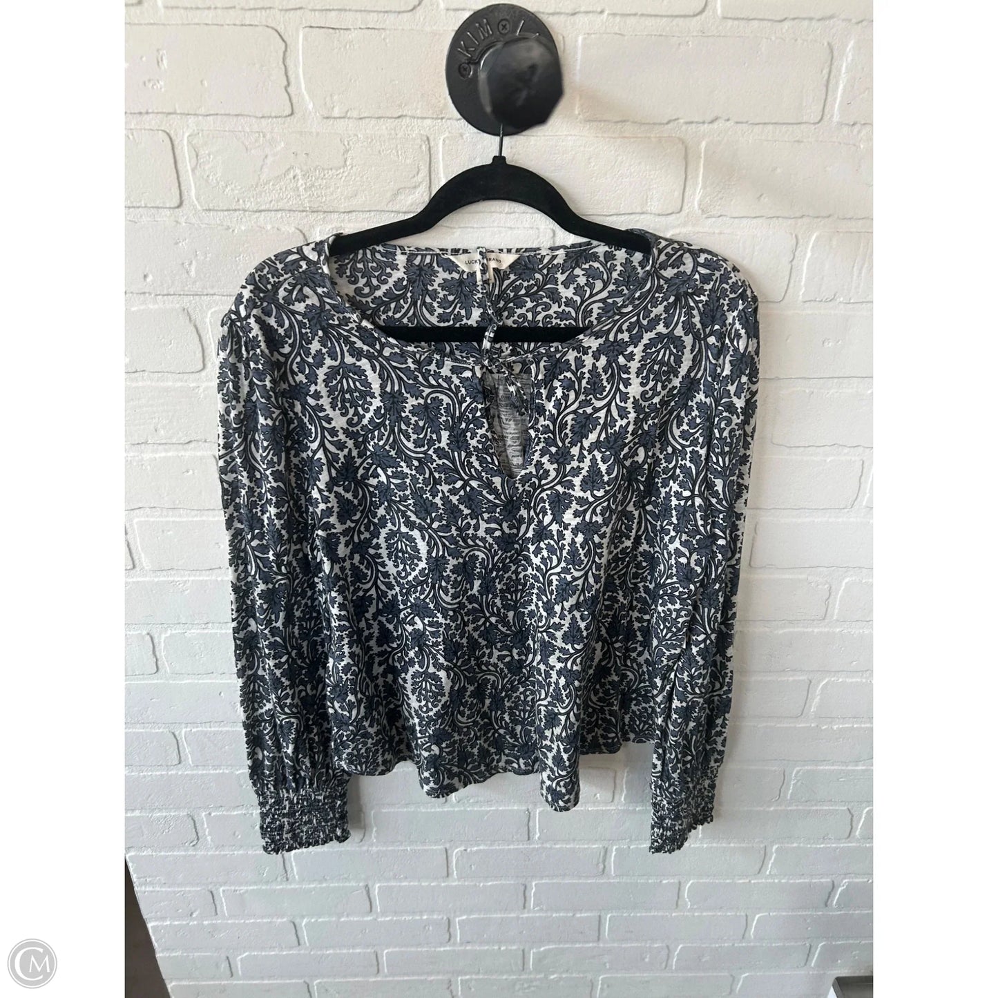 Top Long Sleeve By Lucky Brand In Blue & White, Size: M
