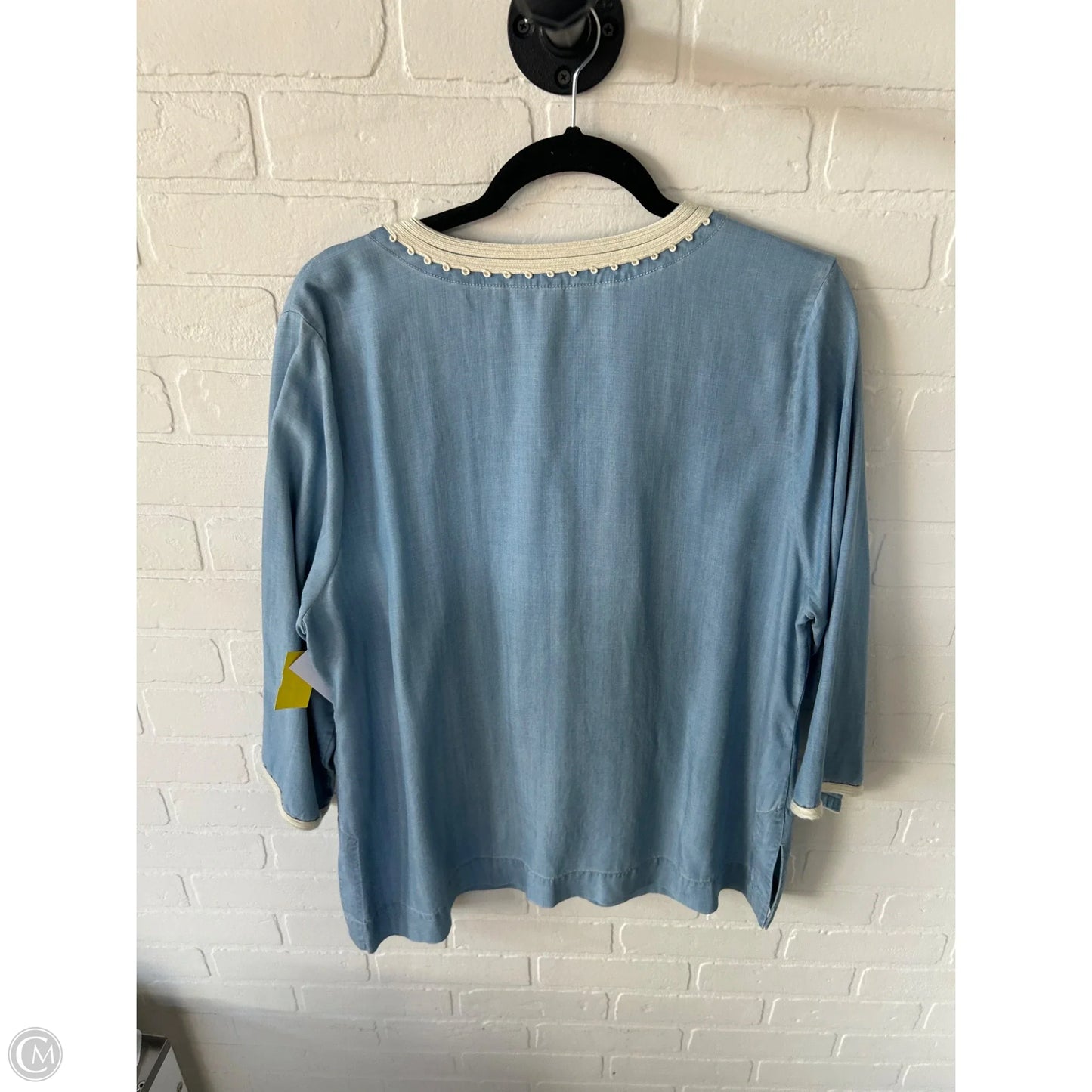 Top 3/4 Sleeve By Tommy Bahama In Blue & Cream, Size: Xl