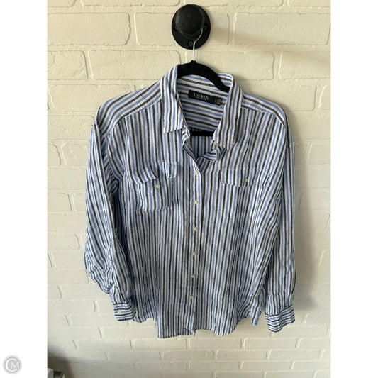 Top Long Sleeve By Lauren By Ralph Lauren In Blue & Brown, Size: L