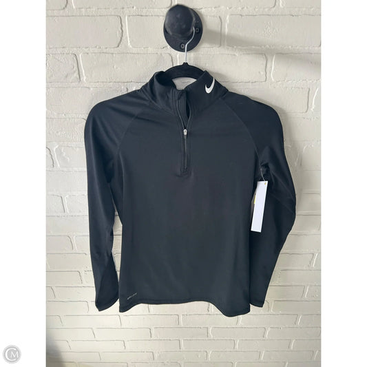 Athletic Top Long Sleeve Collar By Nike In Black, Size: M