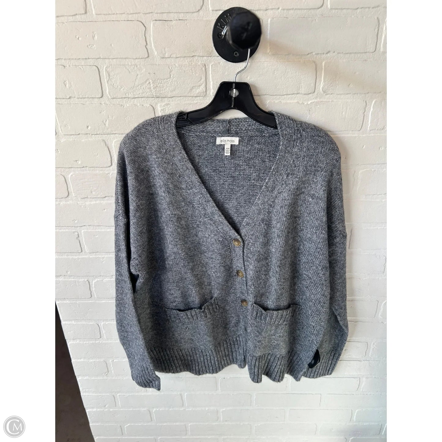 Sweater Cardigan By Ella Moss In Grey, Size: S