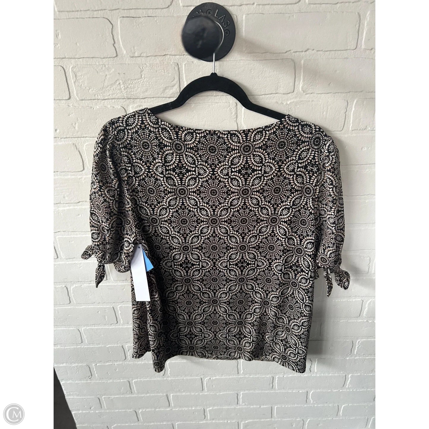 Top Short Sleeve By Ann Taylor In Black & Tan, Size: M