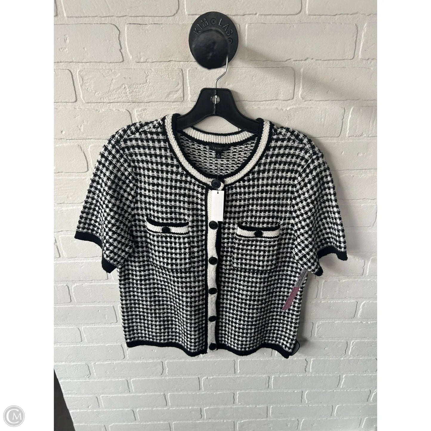 Sweater Short Sleeve By Talbots In Black & White, Size: M