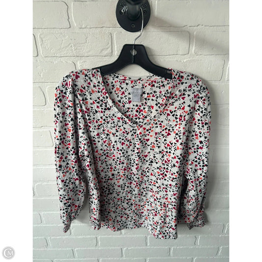 Top 3/4 Sleeve By Chicos In Black & Pink, Size: M