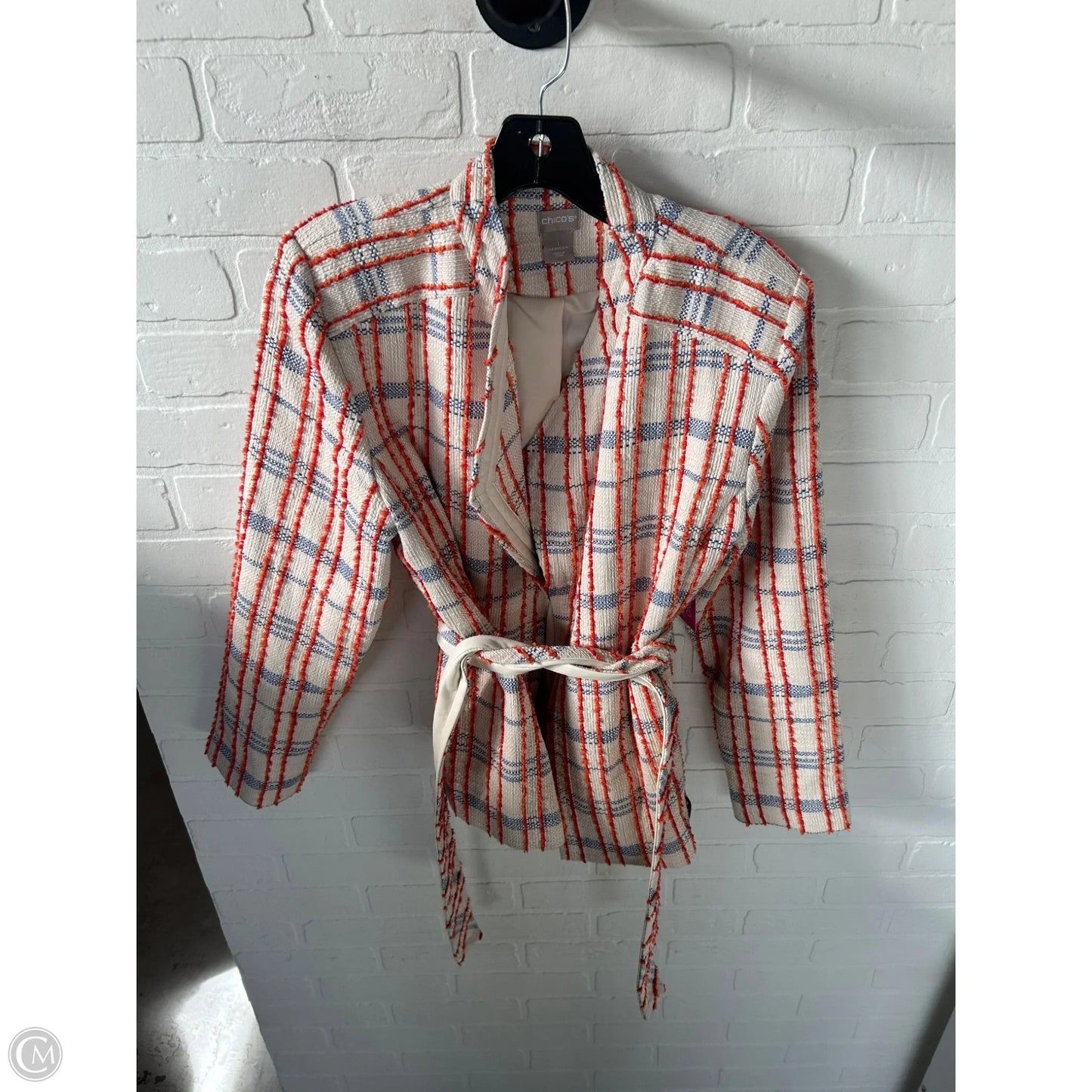 Blazer By Chicos In Orange & Tan, Size: M