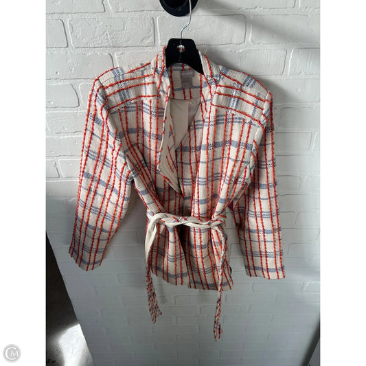 Blazer By Chicos In Orange & Tan, Size: M