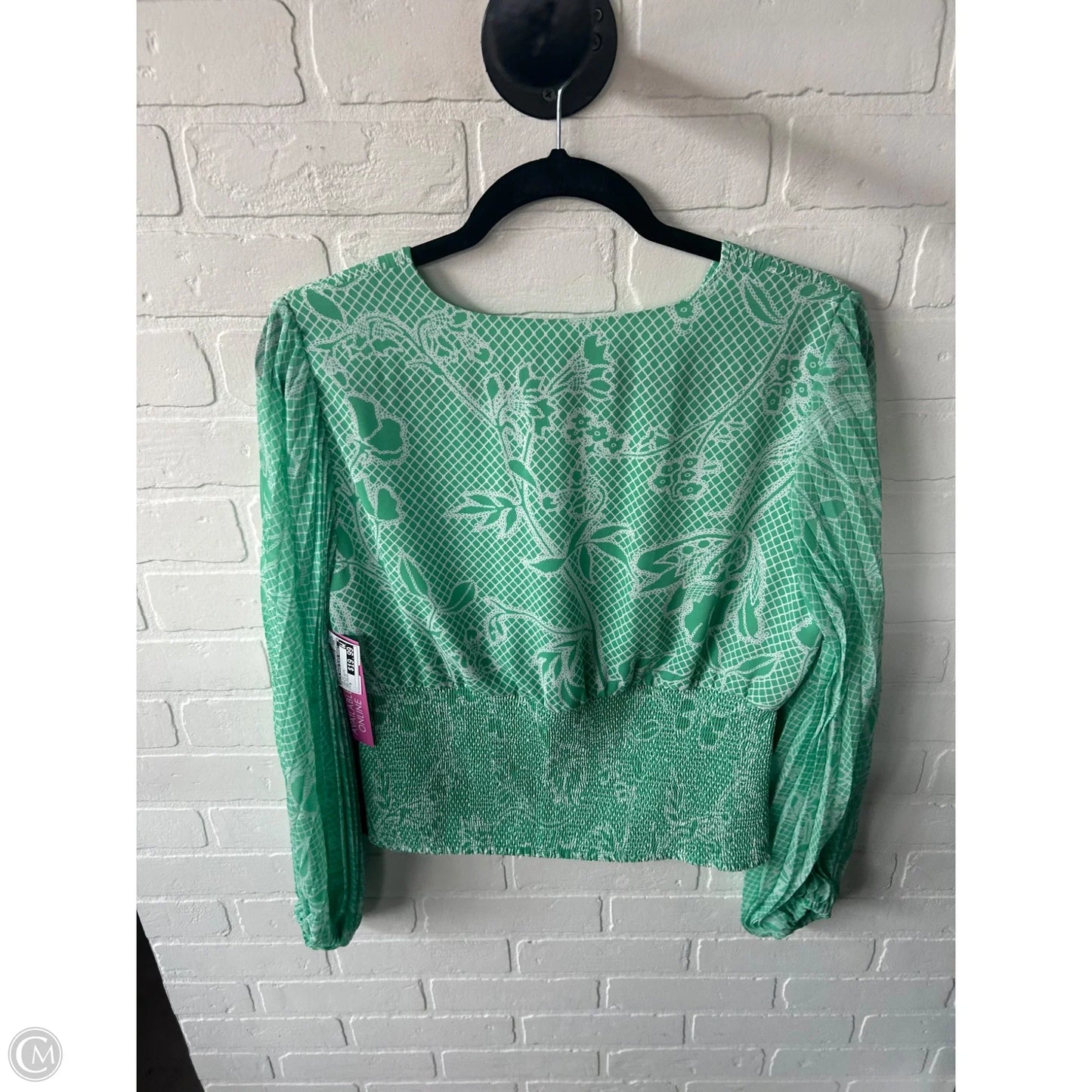 Top Long Sleeve By White House Black Market In Green & White, Size: M