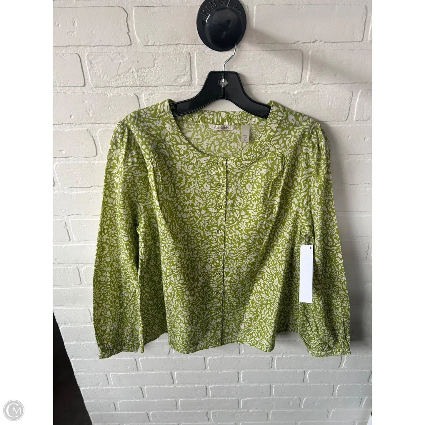 Top Long Sleeve By Any Body In Green, Size: S