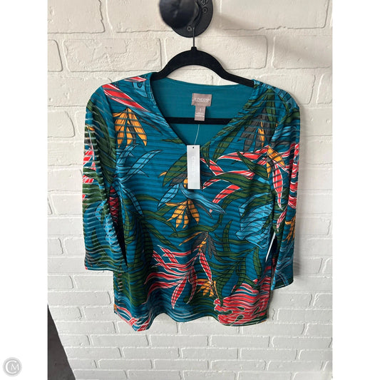Top 3/4 Sleeve By Chicos In Blue & Green, Size: M