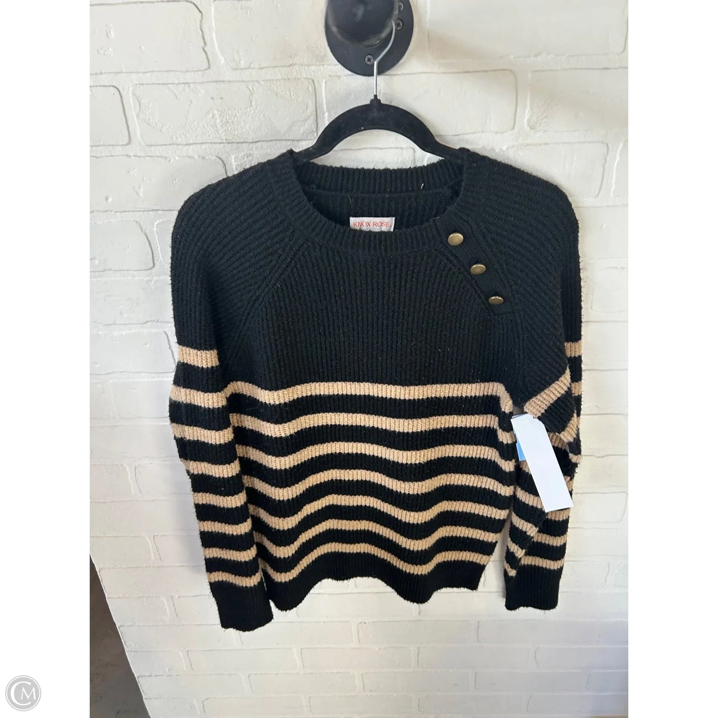 Sweater By Knox Rose In Black & Tan, Size: S