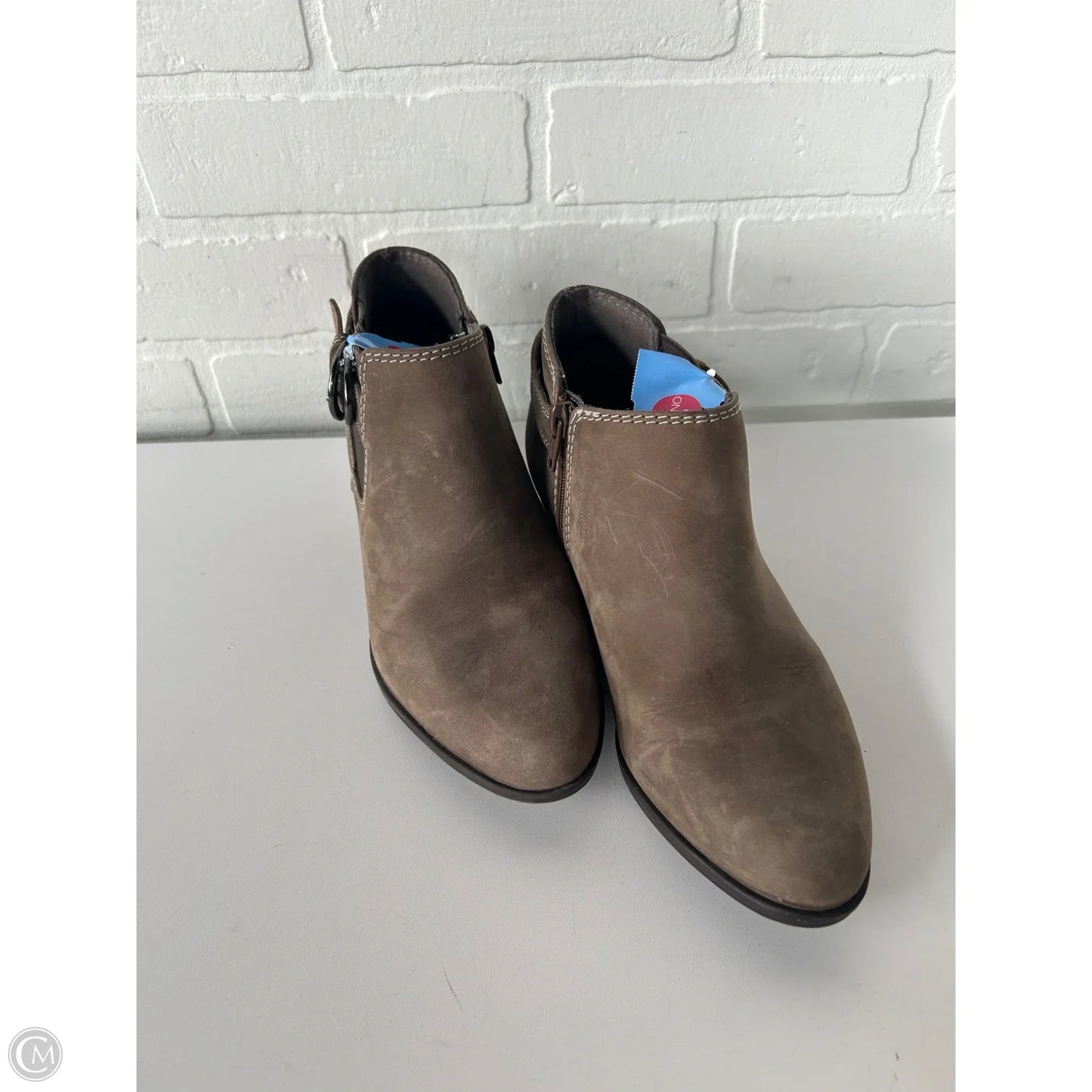 Boots Ankle Heels By Clarks In Brown, Size: 7