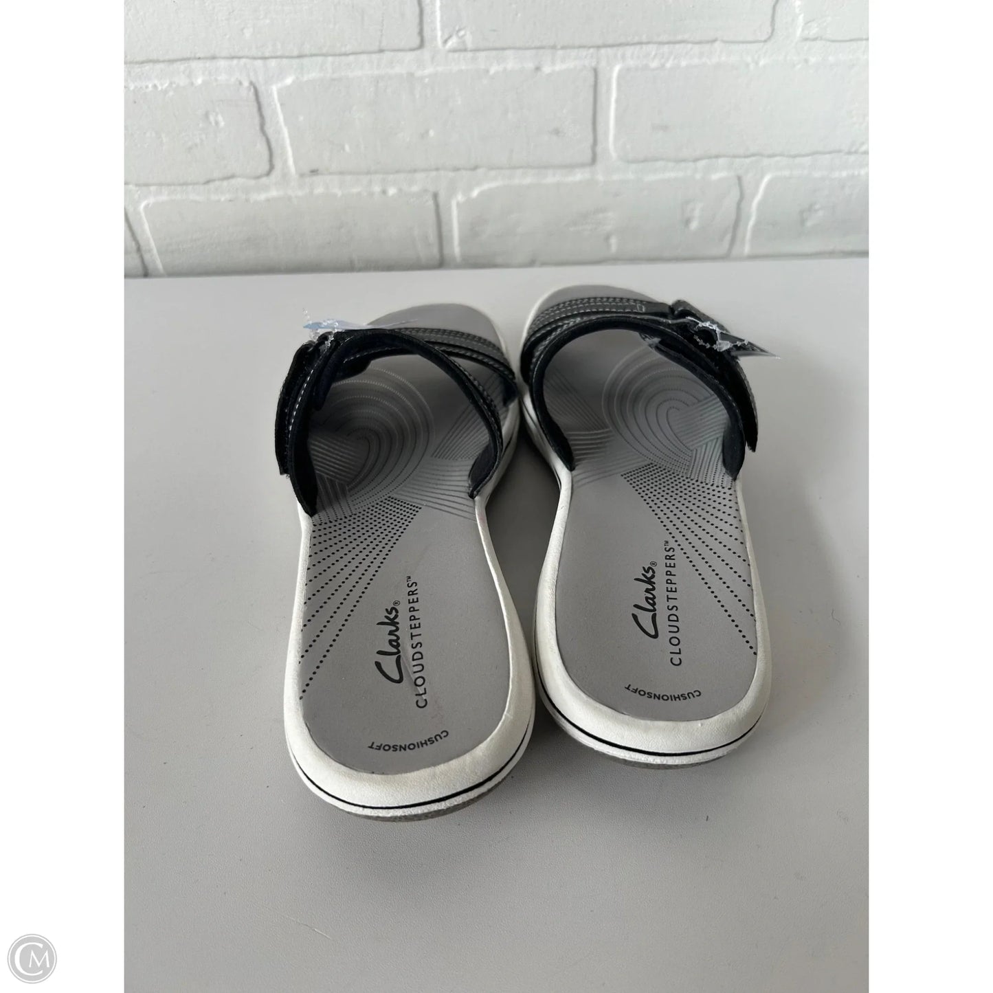 Sandals Flats By Clarks In Black & Grey, Size: 9