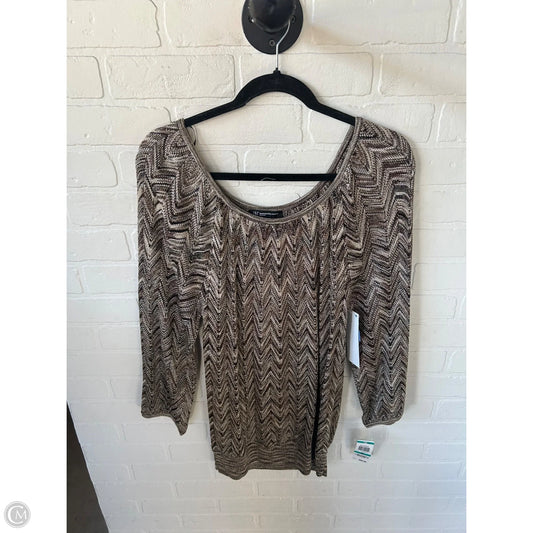 Top Long Sleeve By Inc In Brown, Size: 0x