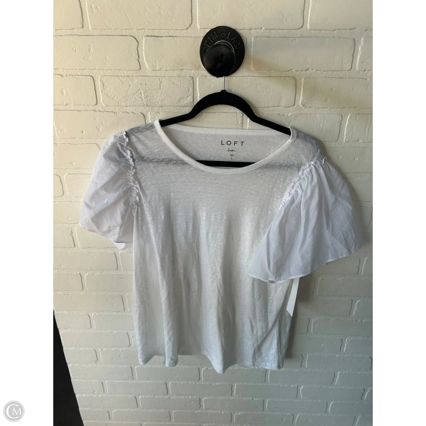 Top Short Sleeve By Loft In White, Size: L