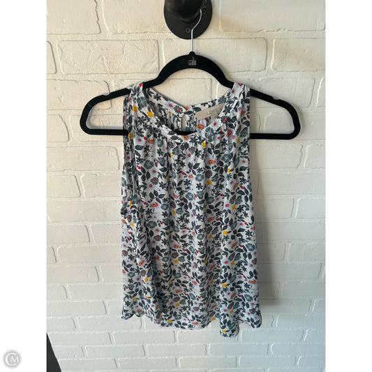 Top Sleeveless By Loft In Blue & White, Size: L