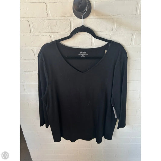 Top 3/4 Sleeve Basic By Chicos In Black, Size: Xxl