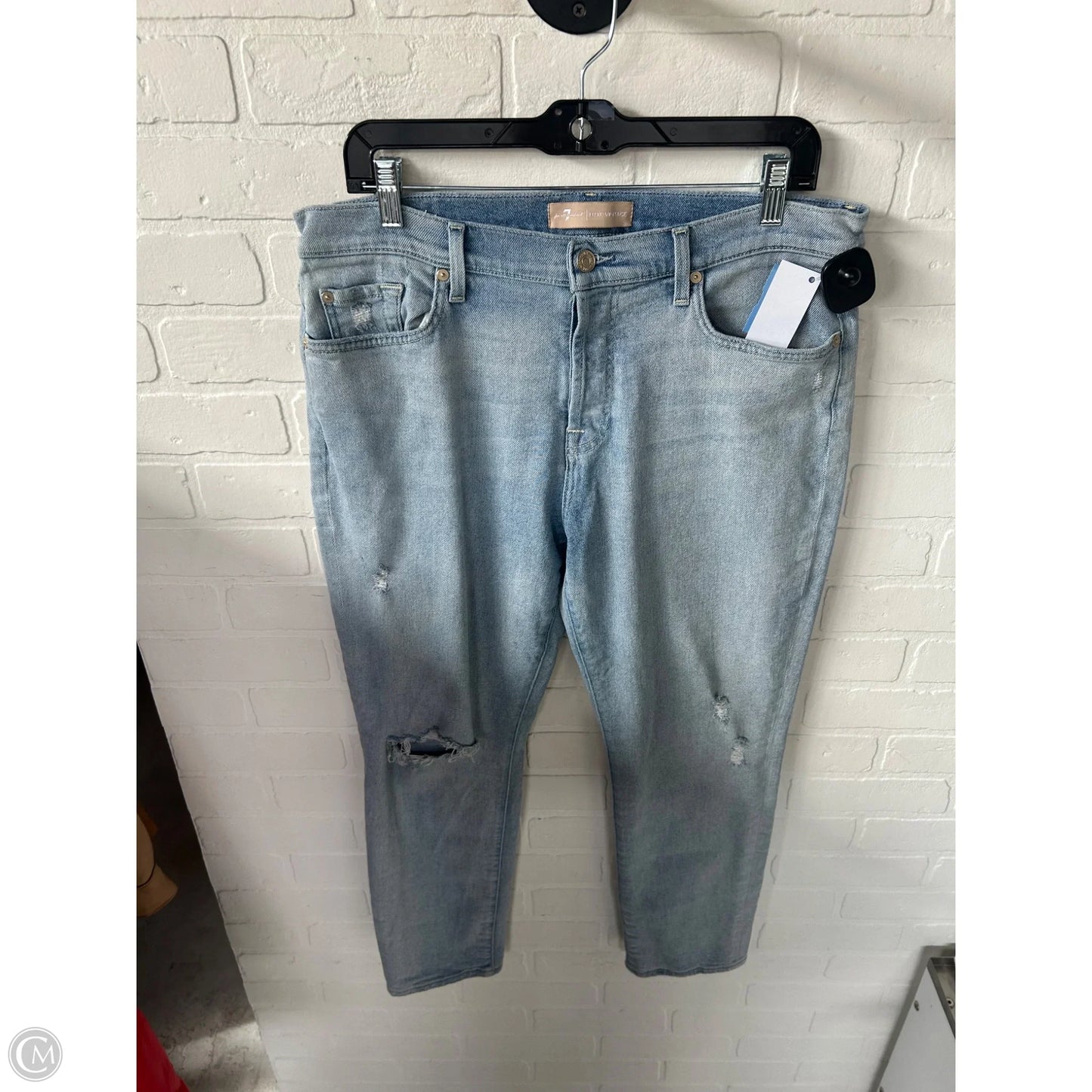 Jeans Straight By 7 For All Mankind In Blue Denim, Size: 12