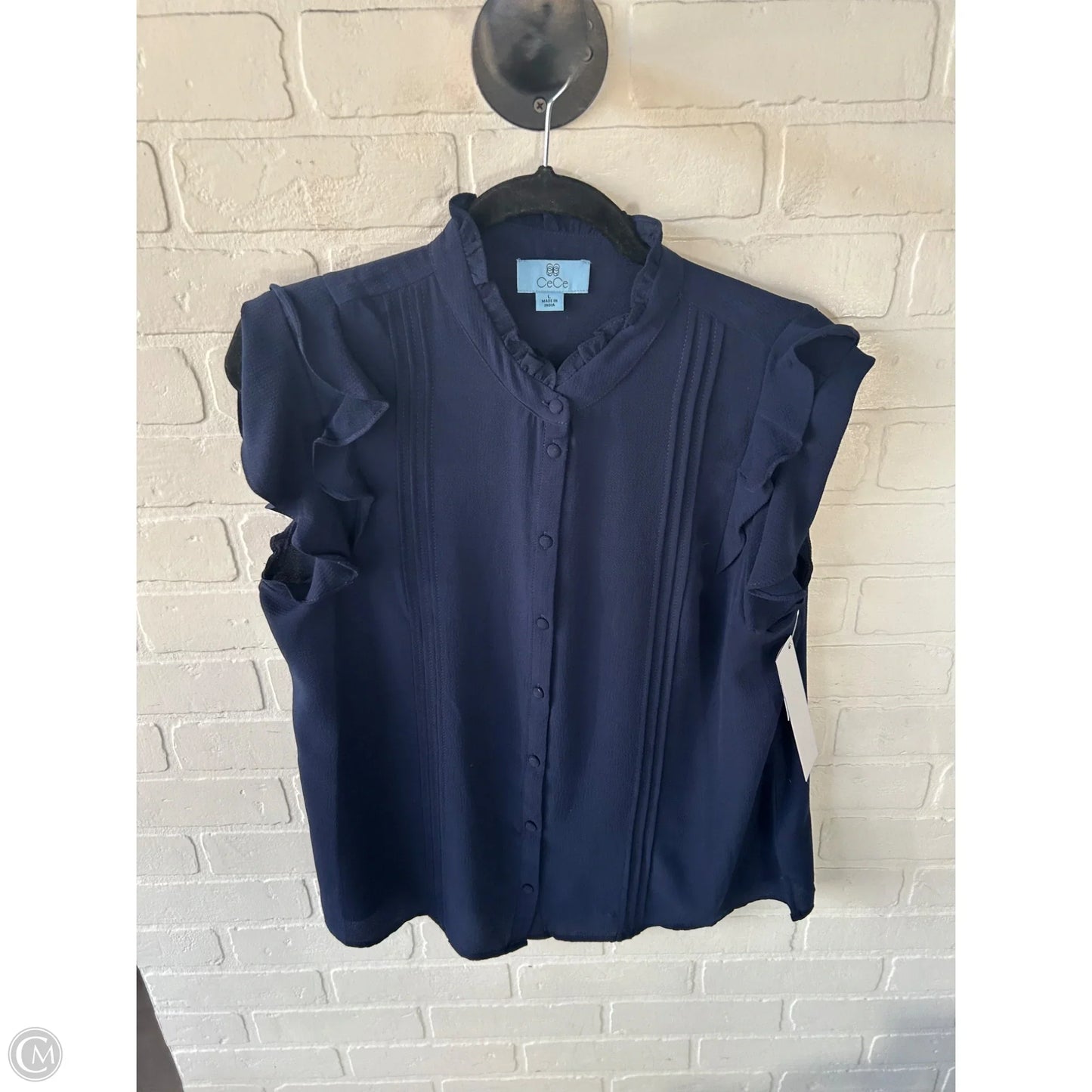 Top Short Sleeve By Cece In Blue, Size: L