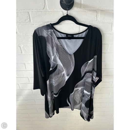 Top 3/4 Sleeve By Alfani In Black & White, Size: 3x