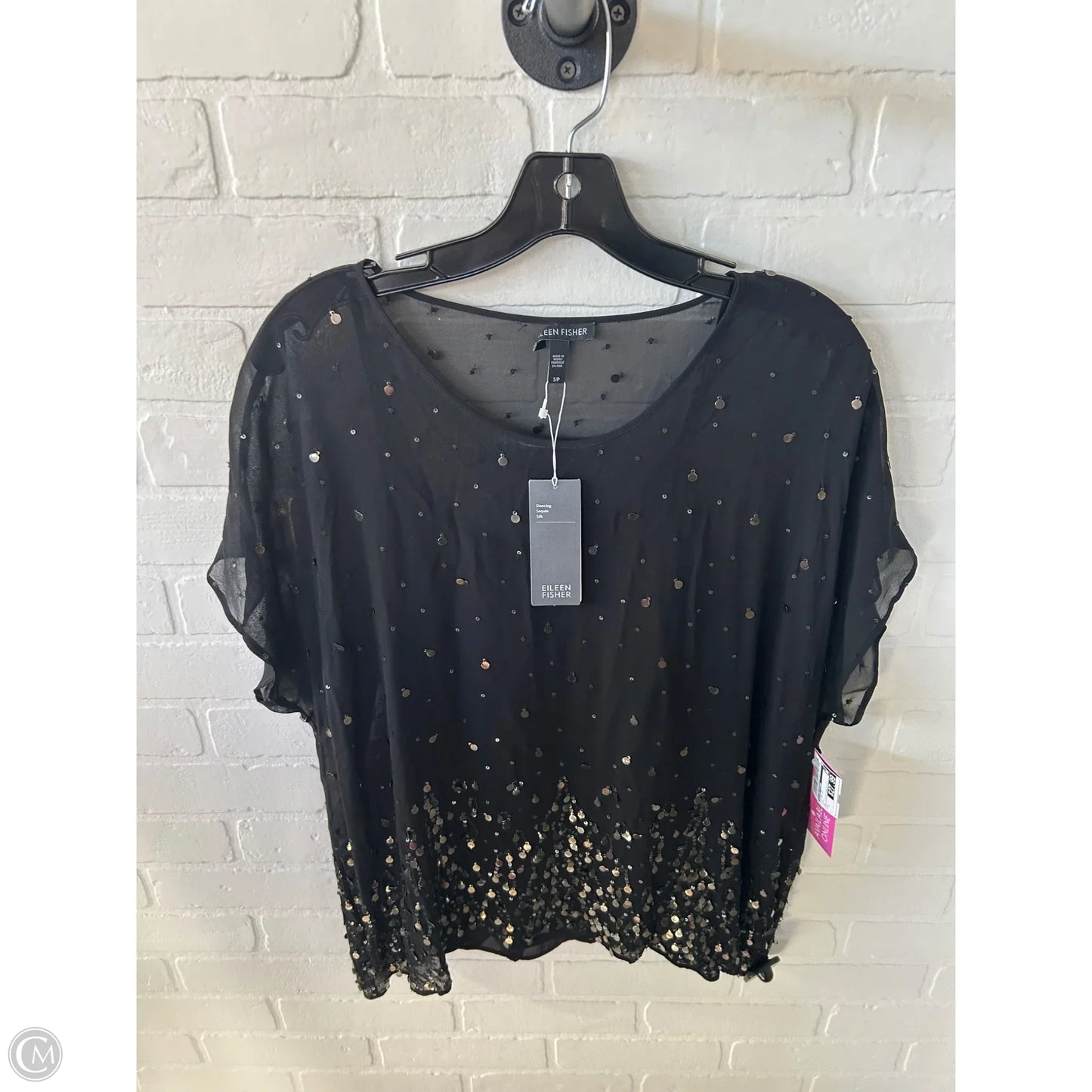Top 2pc Short Sleeve By Eileen Fisher In Black, Size: S