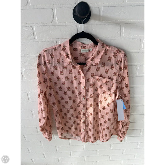 Top Long Sleeve By Spartina In Pink & Tan, Size: M
