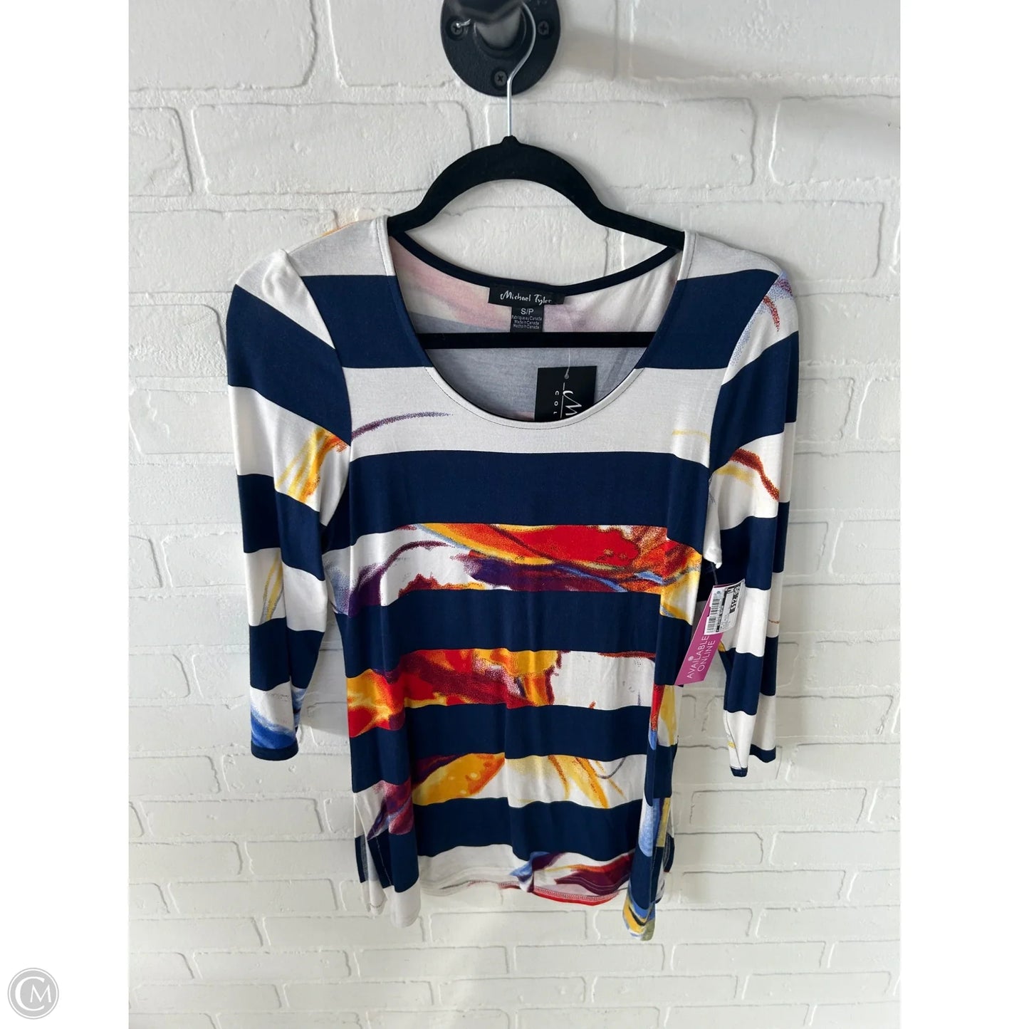 Top Long Sleeve By Clothes Mentor In Blue & White, Size: S