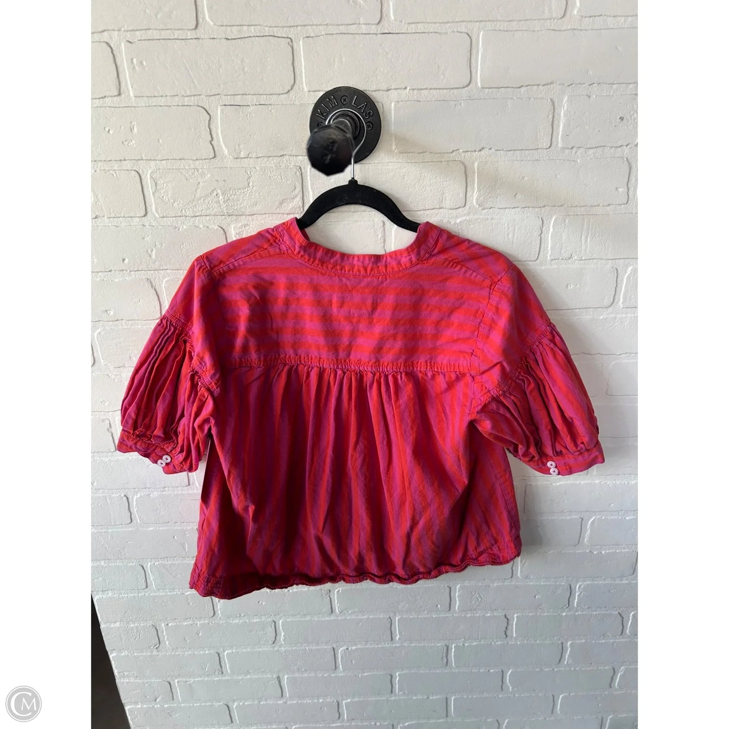 Top Short Sleeve By Anthropologie In Pink & Red, Size: M