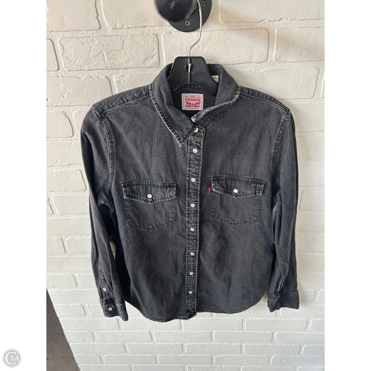 Top Long Sleeve By Levis In Black Denim, Size: S